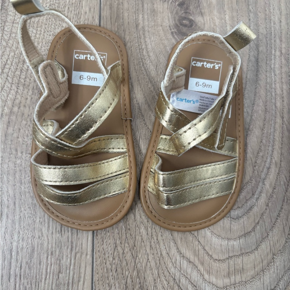 Carter’s Baby Girl Gold Sandals Size 6–9 Months Brand New